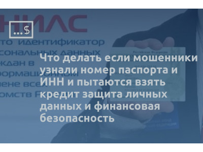 Что делать если мошенники узнали номер паспорта и ИНН и пытаются взять кредит защита личных данных и финансовая безопасность