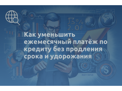Как уменьшить ежемесячный платёж по кредиту без продления срока и удорожания